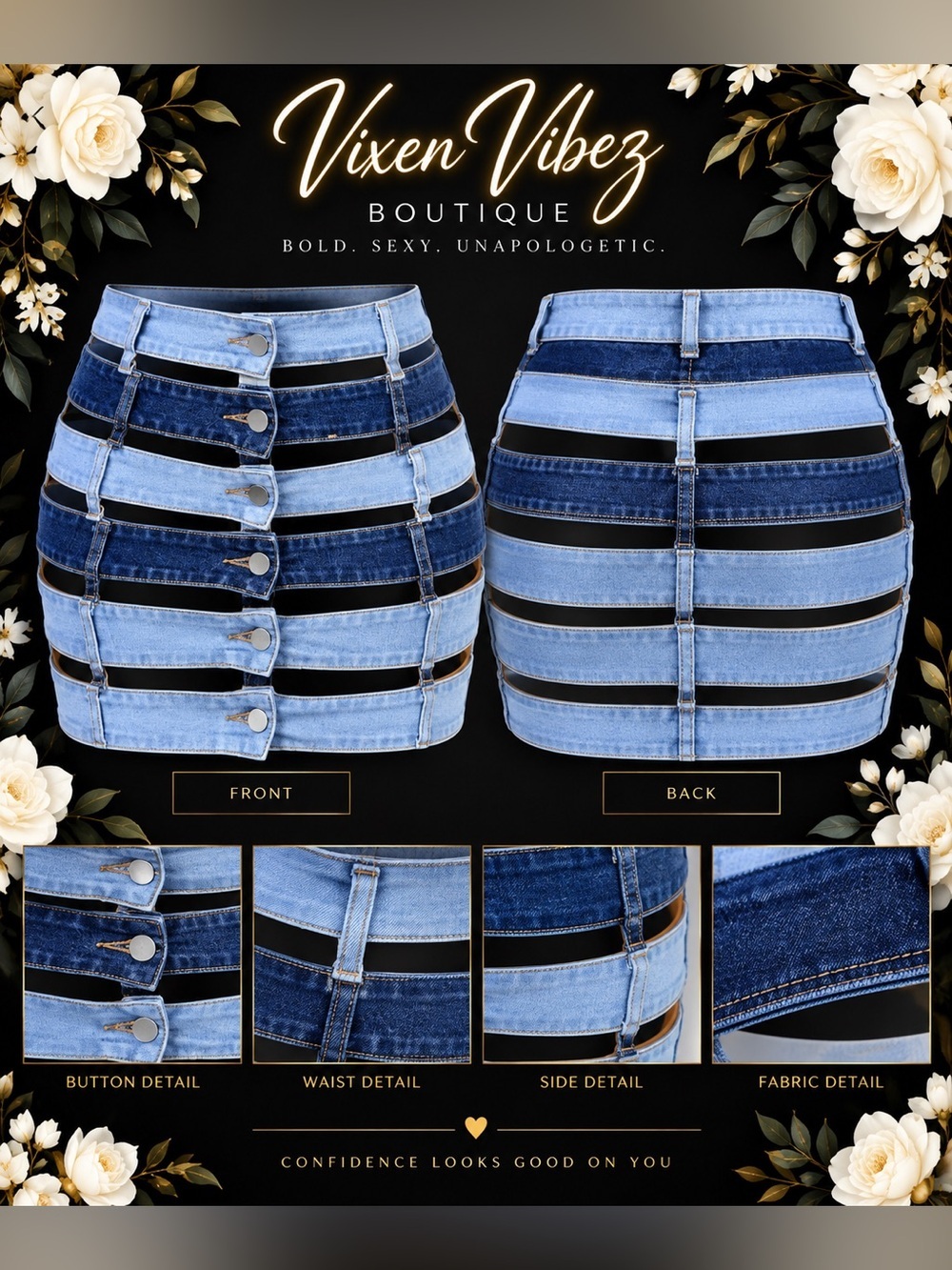 Chic Blue Mini Skirt with Bold Stripes